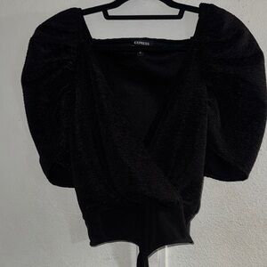 Express Elegant Black Textured Blouse